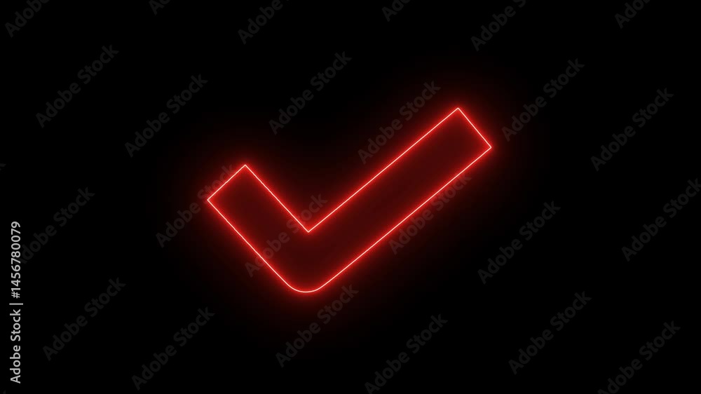 Poster check mark inside a circle animated. glowing neon line check mark icon animation. tick mark, done, c