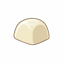 Portion of a banana with a beige interior and brown exterior. Cartoon style illustration