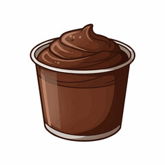 A cup filled with rich, swirled, chocolate treat is ready for enjoyment