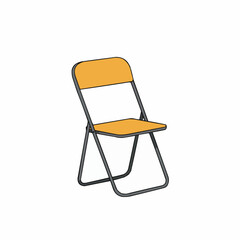 An illustration of a yellow folding chair on a white background in a simple, cartoon style