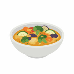 Stylized dish with broccoli, eggplant, cucumber, tomatoes and sauce, in bowl
