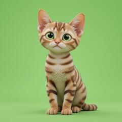 Adorable digital rendering of a  small tabby kitten.