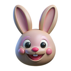 Obraz premium Delightful3DBunny Emoji With Long Ears Smiling Cheerfully Pastel Colors Adorable Happy Expression Perfect For Messages Chats Social Media Posts
