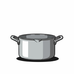 A cartoon-style illustration of a cooking pan with a long handle