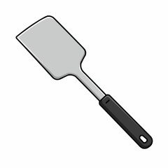 A gray, minimalist spatula with a black border on a white background