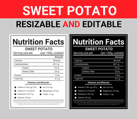 Sweet Potato Pie Nutrition Facts, nutrition Label, twisted tea nutrition facts, saturated fat, trans fat, cholesterol, sodium, carbohydrates Editable and resizable templates of nutrition facts.