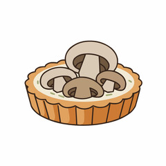Illustration of tan and brown mushrooms together on a white background