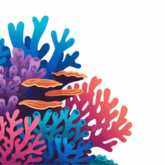 Colorful coral reef in a blue and purple gradient with unique shapes