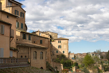 Siena medieval town houses, Italy.
