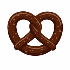 Cartoon depiction of a brown pretzel, adorned with various shaded circle designs