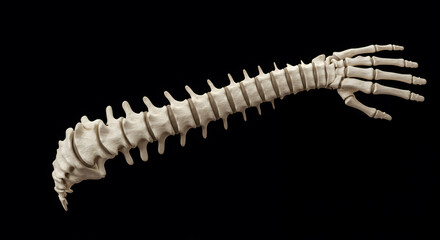 Human Thoracic and Lumbar Spine with Hand Detailed Anatomical View