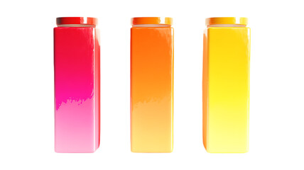 Set of Three Juice Boxes Against Transparent Background