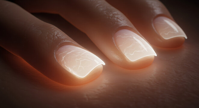Glowing Fingernails: Detailed 3D Medical Rendering of Human Nails with Soft Warm Lighting