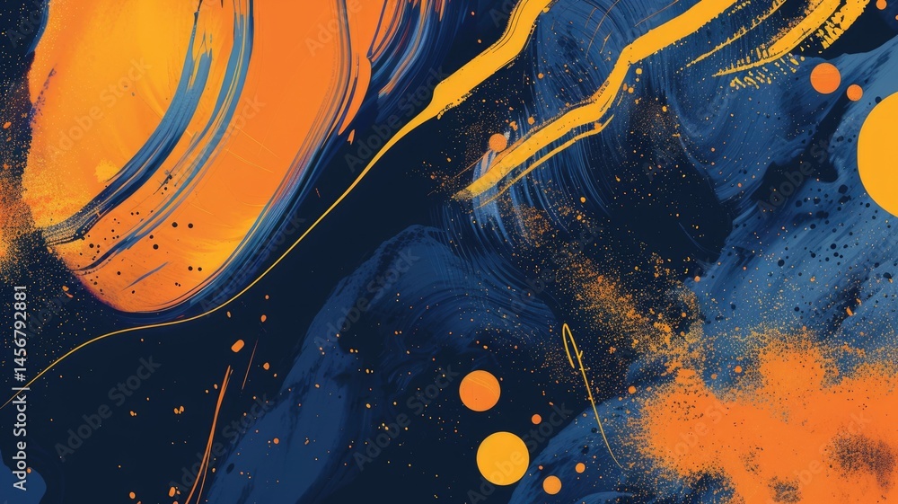 Poster abstract blue and yellow color with flowing express the energetic ripple. seamless texture of vividn