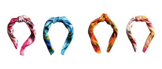 Set of Three Patterned Headbands Against Transparent Background