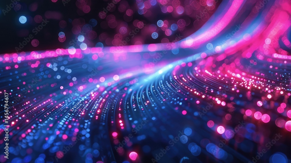 Poster abstract picture colorful light particle with digital technology style design connecting become dyna