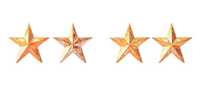 Collection Pack of Four Star Rating HighQuality Review Image set against transparent background