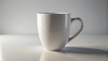 Obraz premium A Simple White Mug on a Reflective Surface A Clean and Minimalist Image Ideal for Mockups and Design Projects