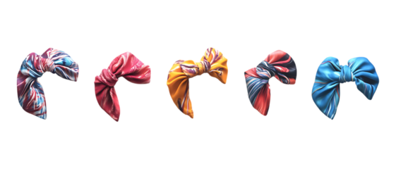 Set of Three Patterned Headbands Against Transparent Background