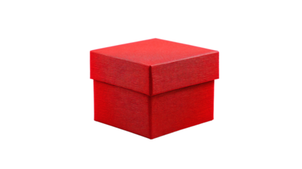 a red box with a lid on a white surface