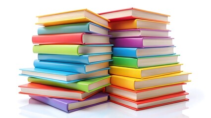 Colorful books isolated on white background