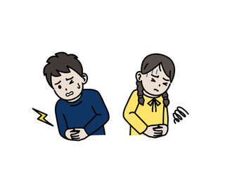 腹痛や消化不良になる子供のイラスト