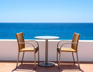 Outdoor Patio Table and Chairs with Ocean View