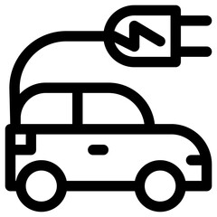 Charging electric car simple green icon illustration for eco driving