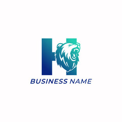 design logo combine letter H and bear