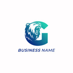 design logo combine letter G and bear head