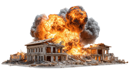 burning house in the city