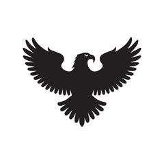 Eagle Silhouette Vector – Majestic Bird Icon in Flight for Power, Freedom, and Heraldry Design
