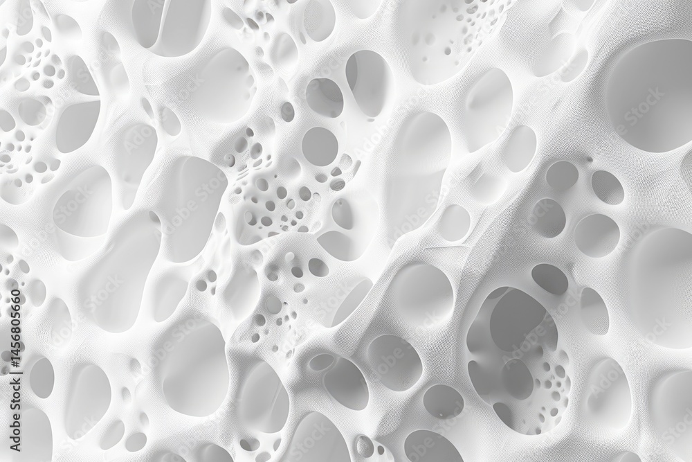Fototapete abstract white organic structure with holes. modern 3d texture design. background image of 3d render