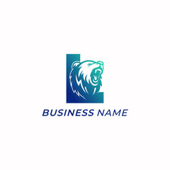 logo design combine letter L and bear head