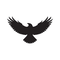 Eagle Silhouette Vector – Majestic Bird Icon in Flight for Power, Freedom, and Heraldry Design