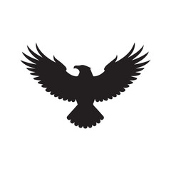 Obraz premium Eagle Silhouette Vector – Majestic Bird Icon in Flight for Power, Freedom, and Heraldry Design