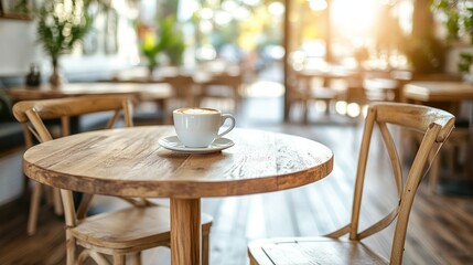 Cozy cafe table with coffee