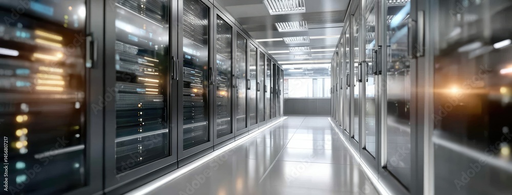 Aufkleber high-tech data center illuminated by a glowing fire emphasizing cloud security under cyber threats w