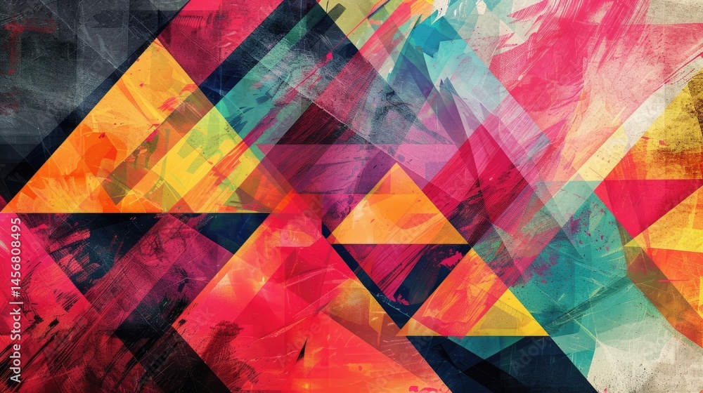 Poster the abstract picture of the colourful geometry polygon multiple triangles repetitive shapes backgrou