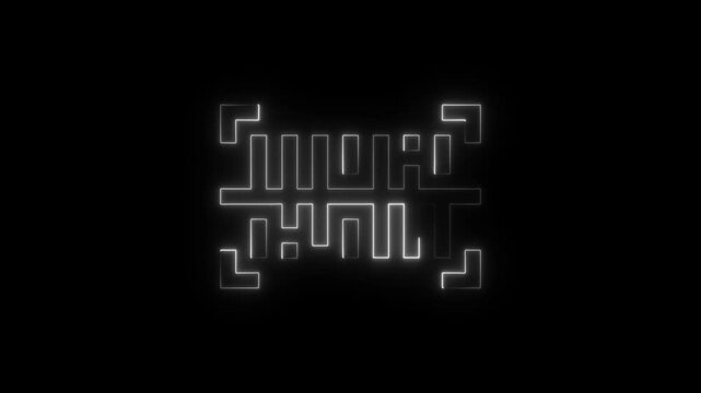 Neon line QR code animated lineal symbol icon. Scanning QR code symbol.
