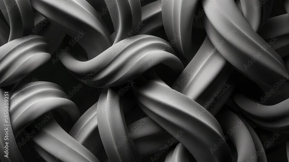 Poster intricate black and gray design showcasing flowing, intertwined shapes in mesmerizing patterns