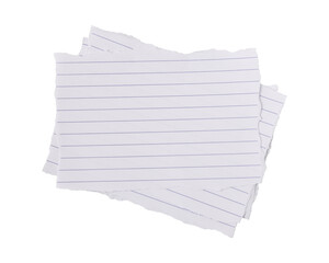 Fototapeta premium White ripped torn sheet of notebook paper with blue lines isolated on transparent background