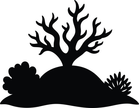 recommend clip art: Coral Ocean Silhouette, Coral , Seaweed , Sea Plant vector illustration