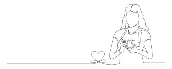 continuous one line vector illustration of photographer 5