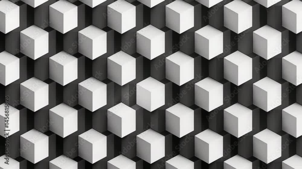 Poster dynamic three-dimensional cubes creating an optical illusion in a visually striking background