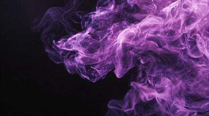 Colorful purple smoke swirling in the air against a dark background at an artistic studio event