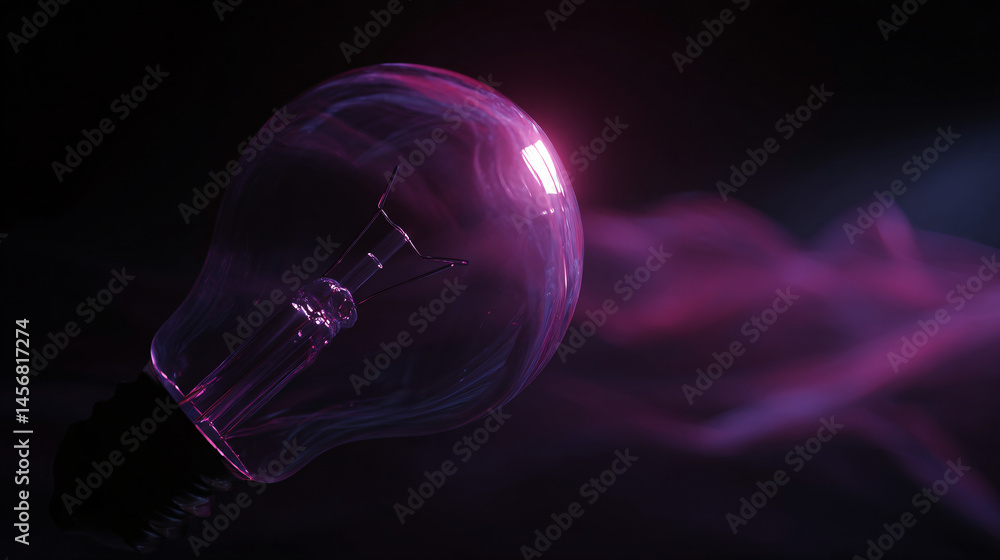 Poster generative concept art of a glowing bulb mockup with digital effect and deep purple lambency