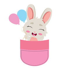 Adorable bunny in a pocket
