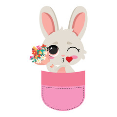 Adorable bunny in a pocket