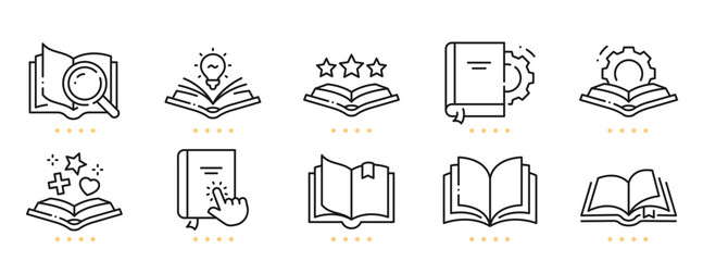 Book related line icons. Editable stroke